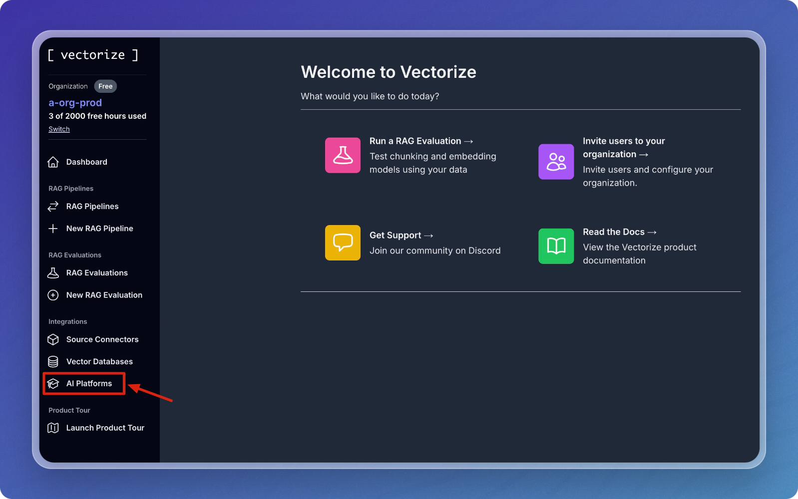 AI Platform Menu