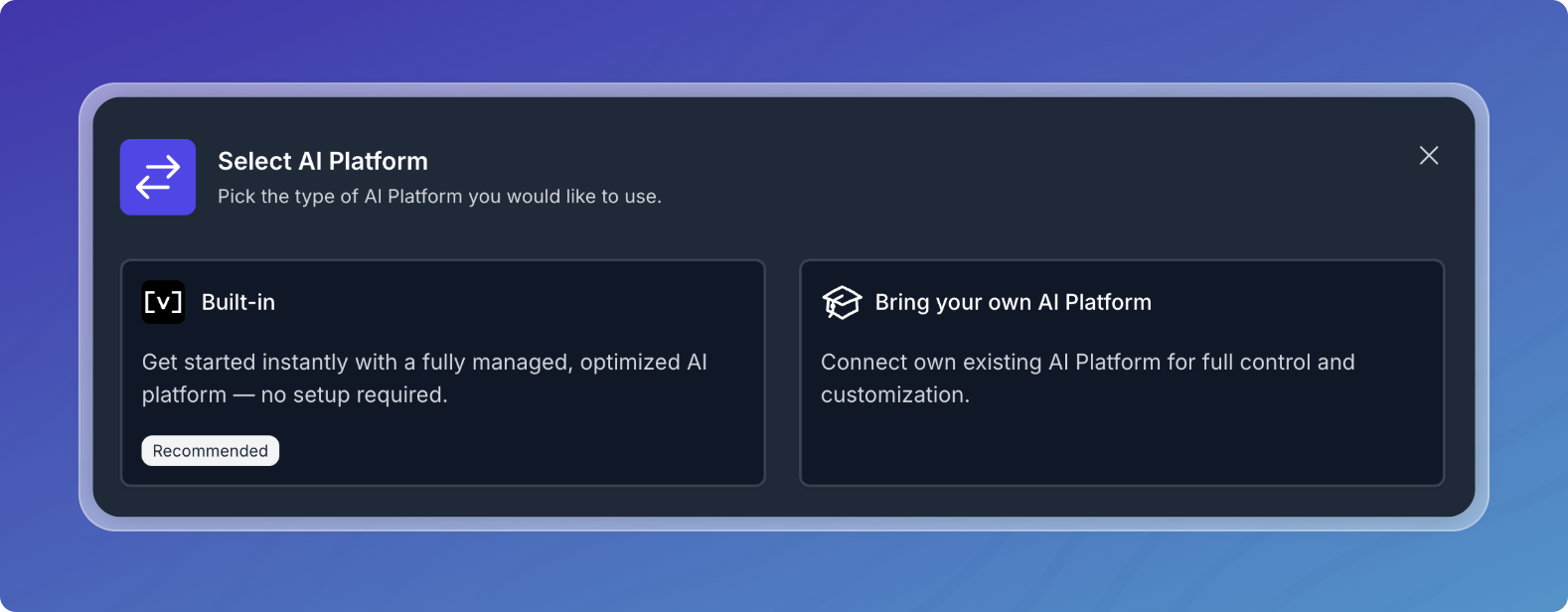 Select Built-in or your own