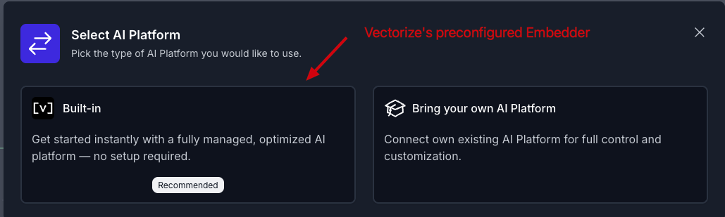 Select Built-in Embedder
