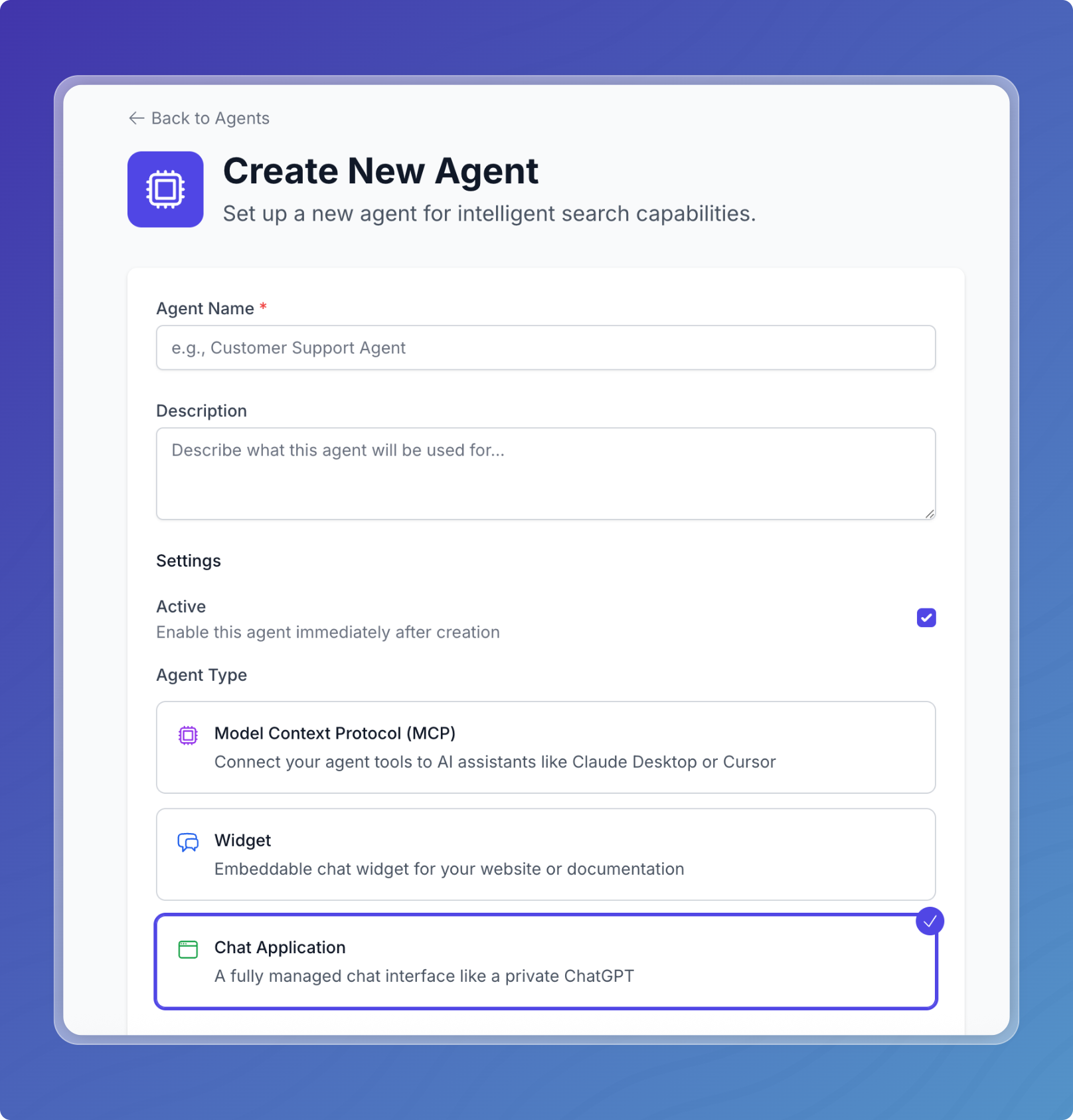 New Agent Button