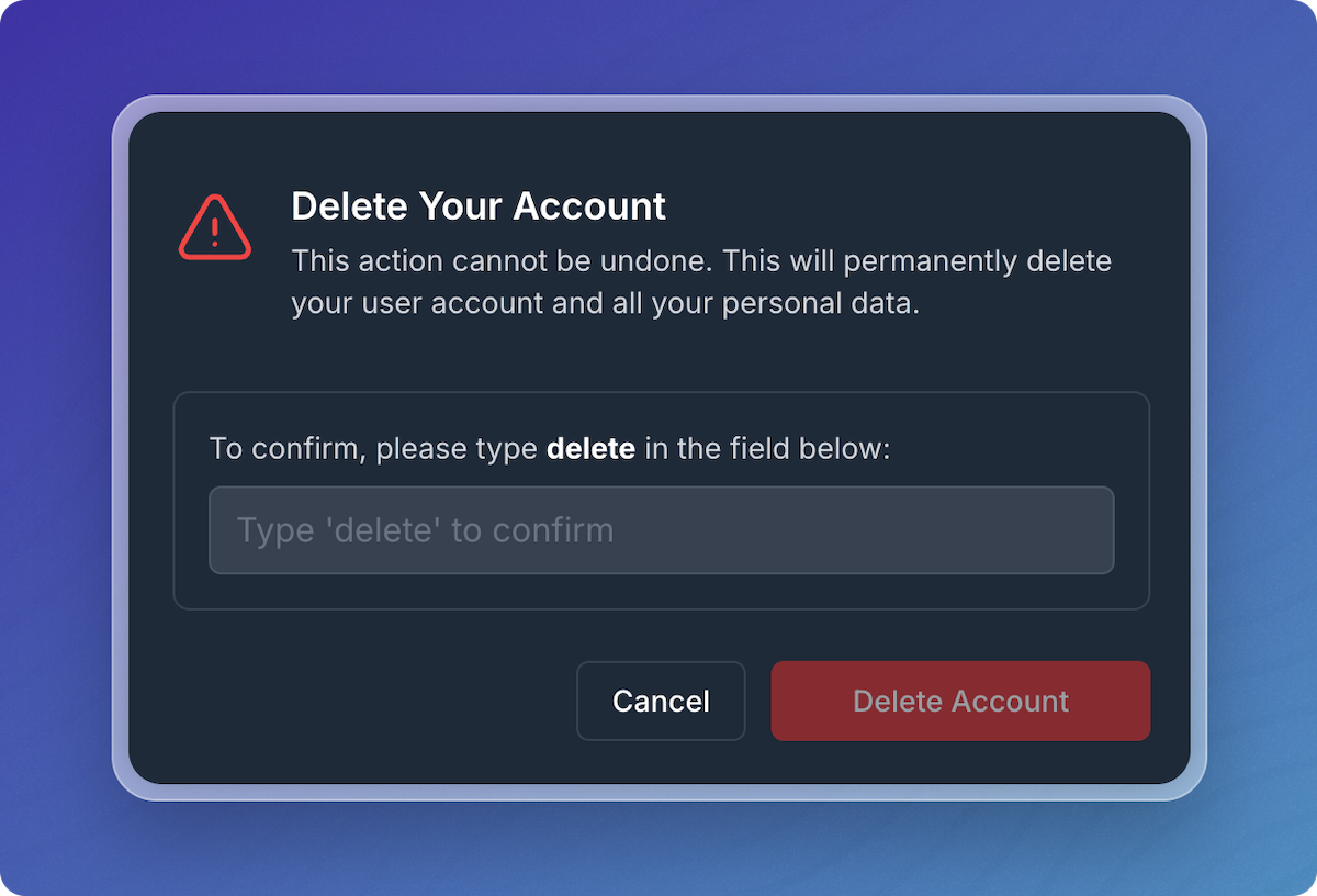 Delete Account Danger Zone