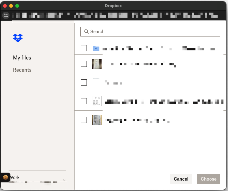 Dropbox File Selector