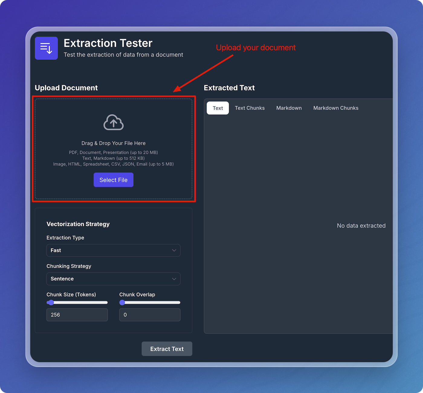 Upload Document and Choose Settings
