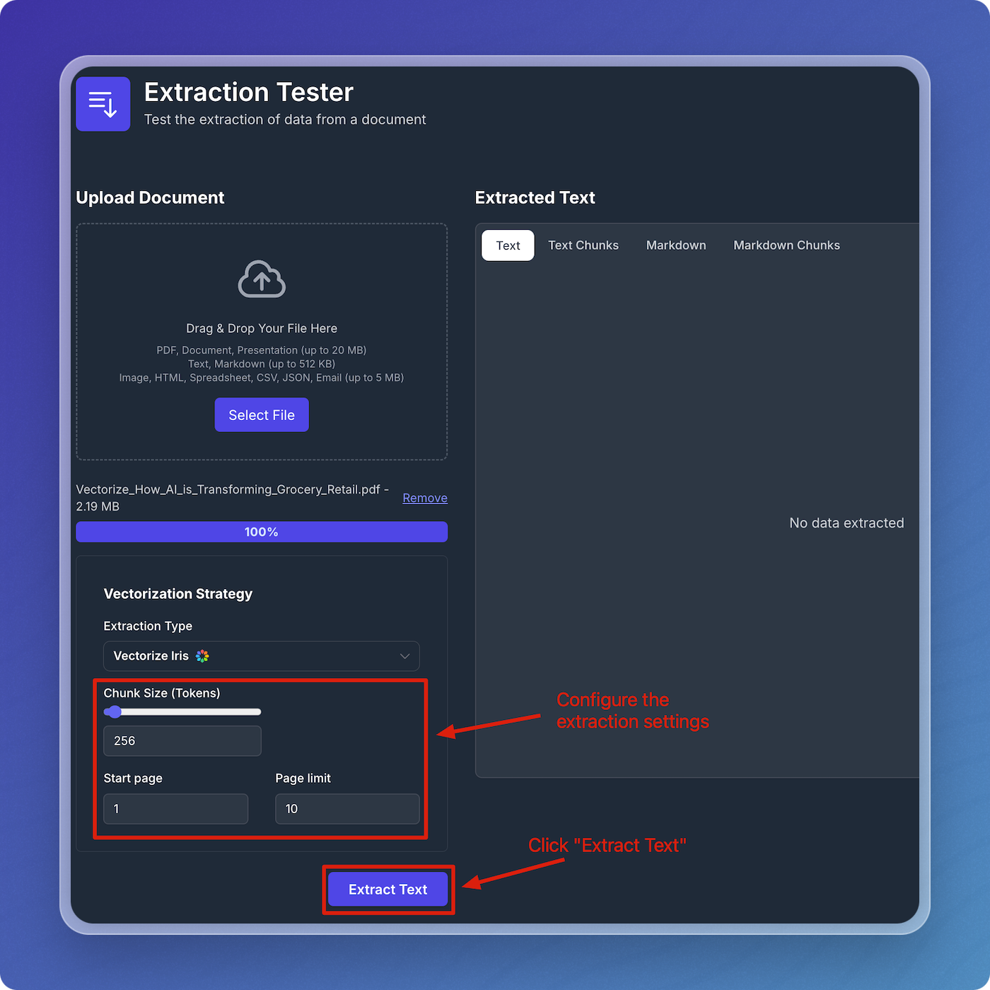 Configure Extraction Settings