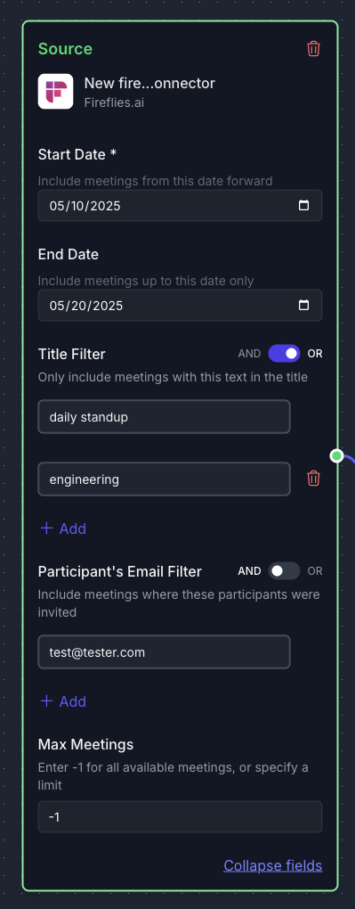 Configuring Fireflies.ai for RAG Pipeline