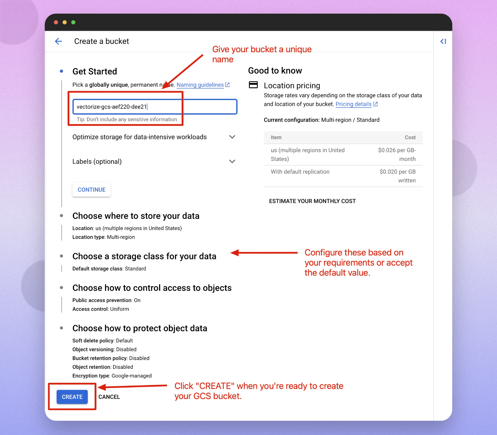 Configure Bucket
