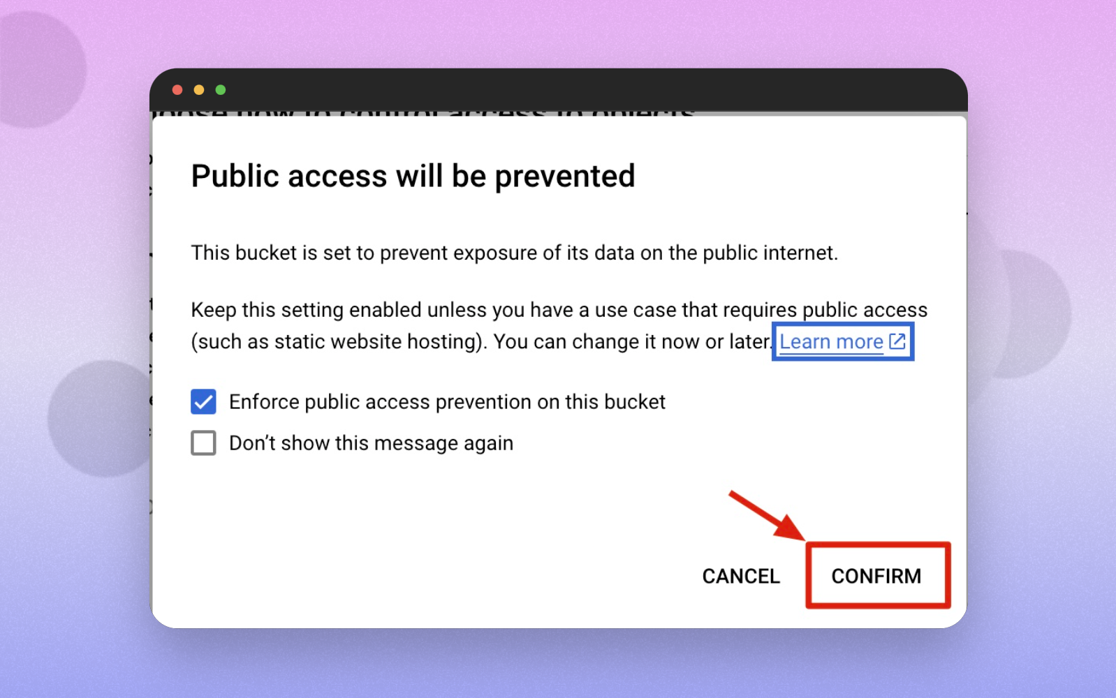 Confirm Public Access