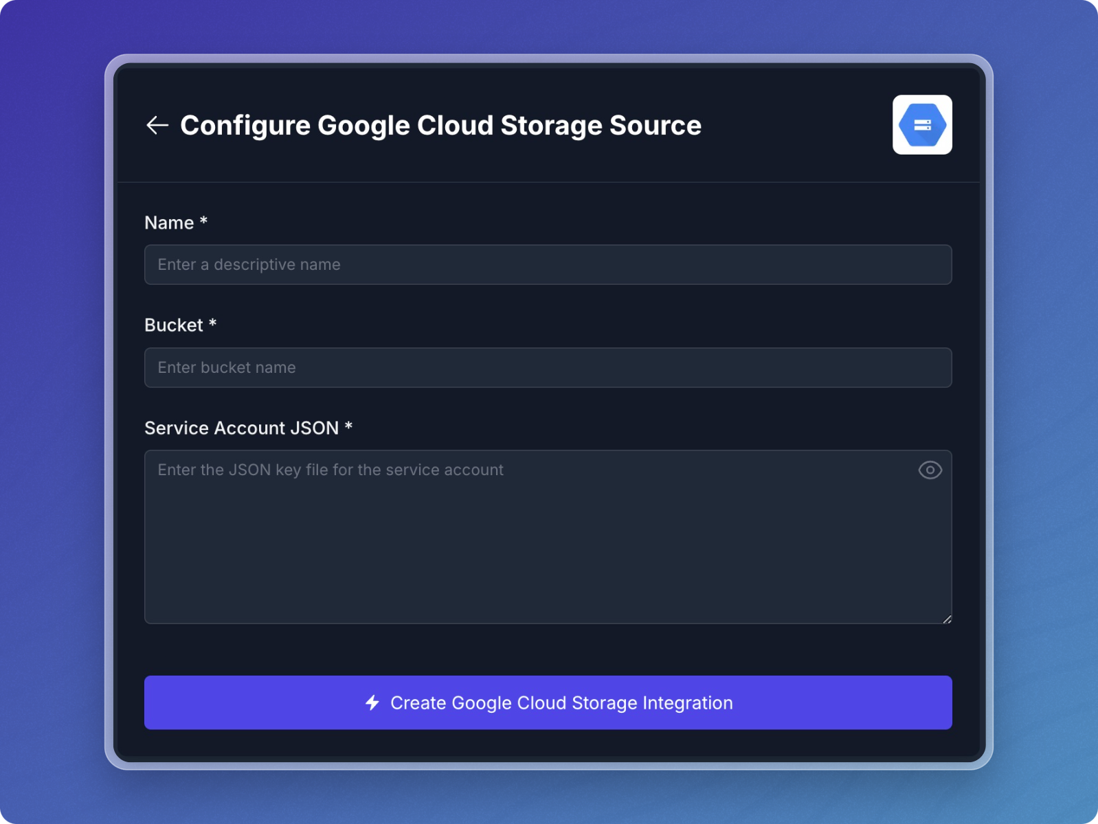 Google Cloud Storage Source Connector Configuration
