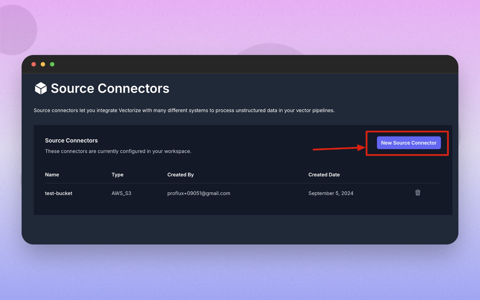 New Source Connector