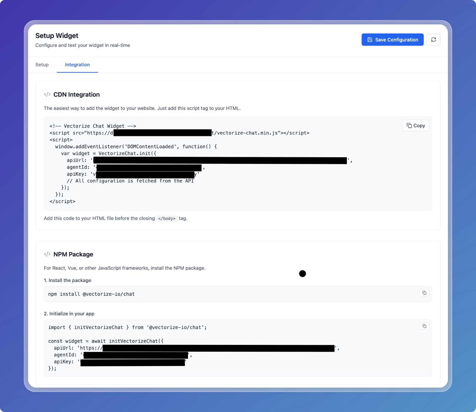 Integration Tab