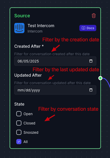 Intercom Pipeline Configuration Parameters