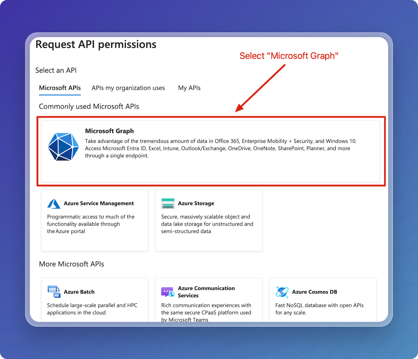 Select Microsoft Graph