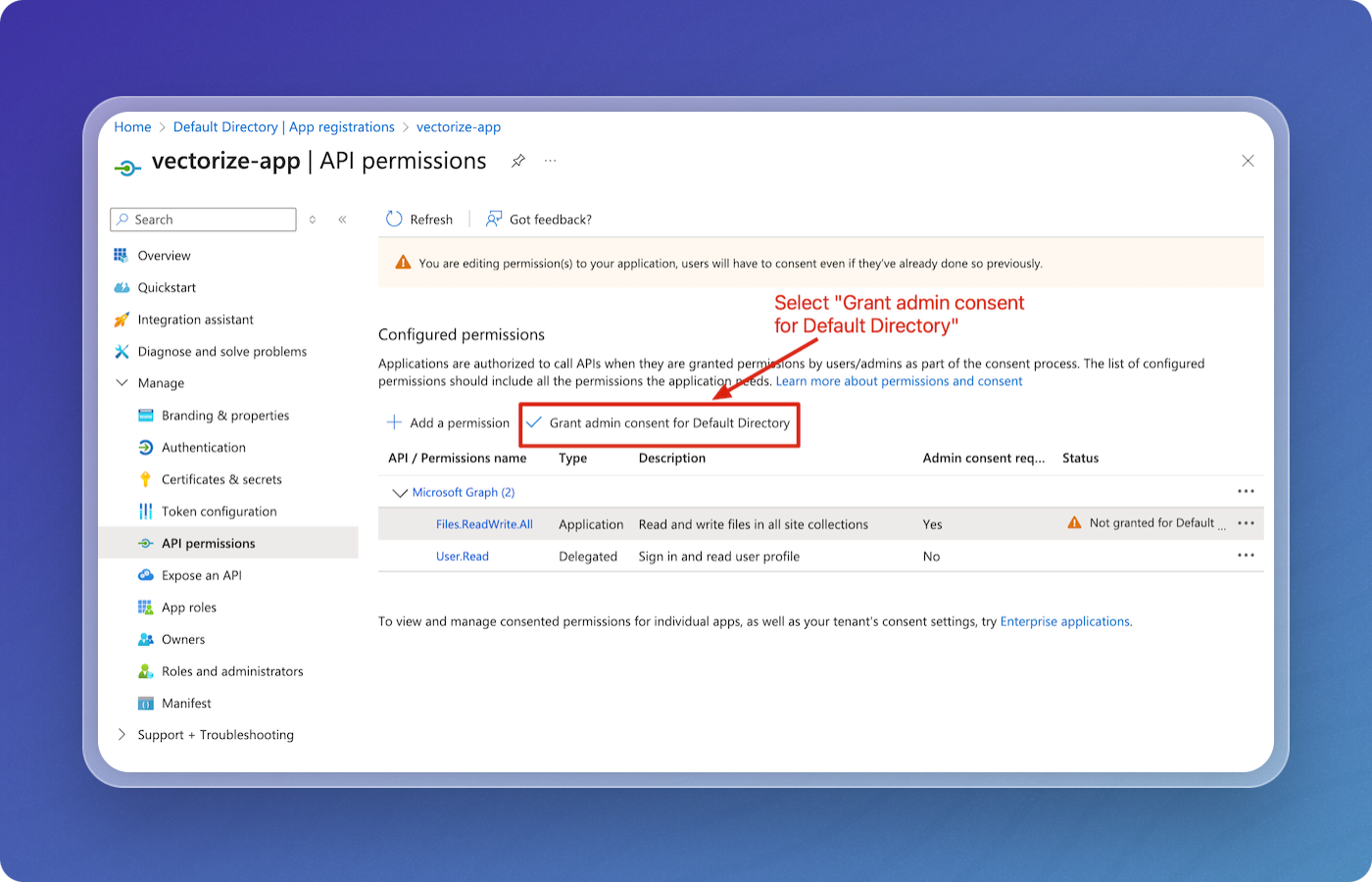 Grant Admin Consent