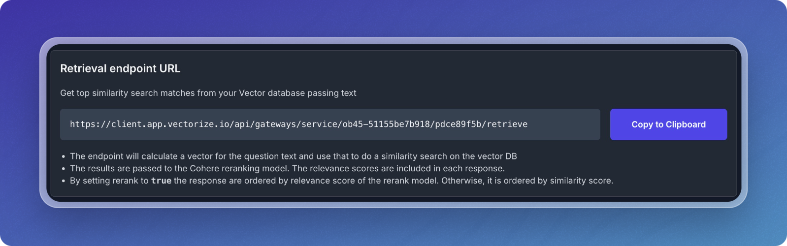 Retrieval Endpoint Details