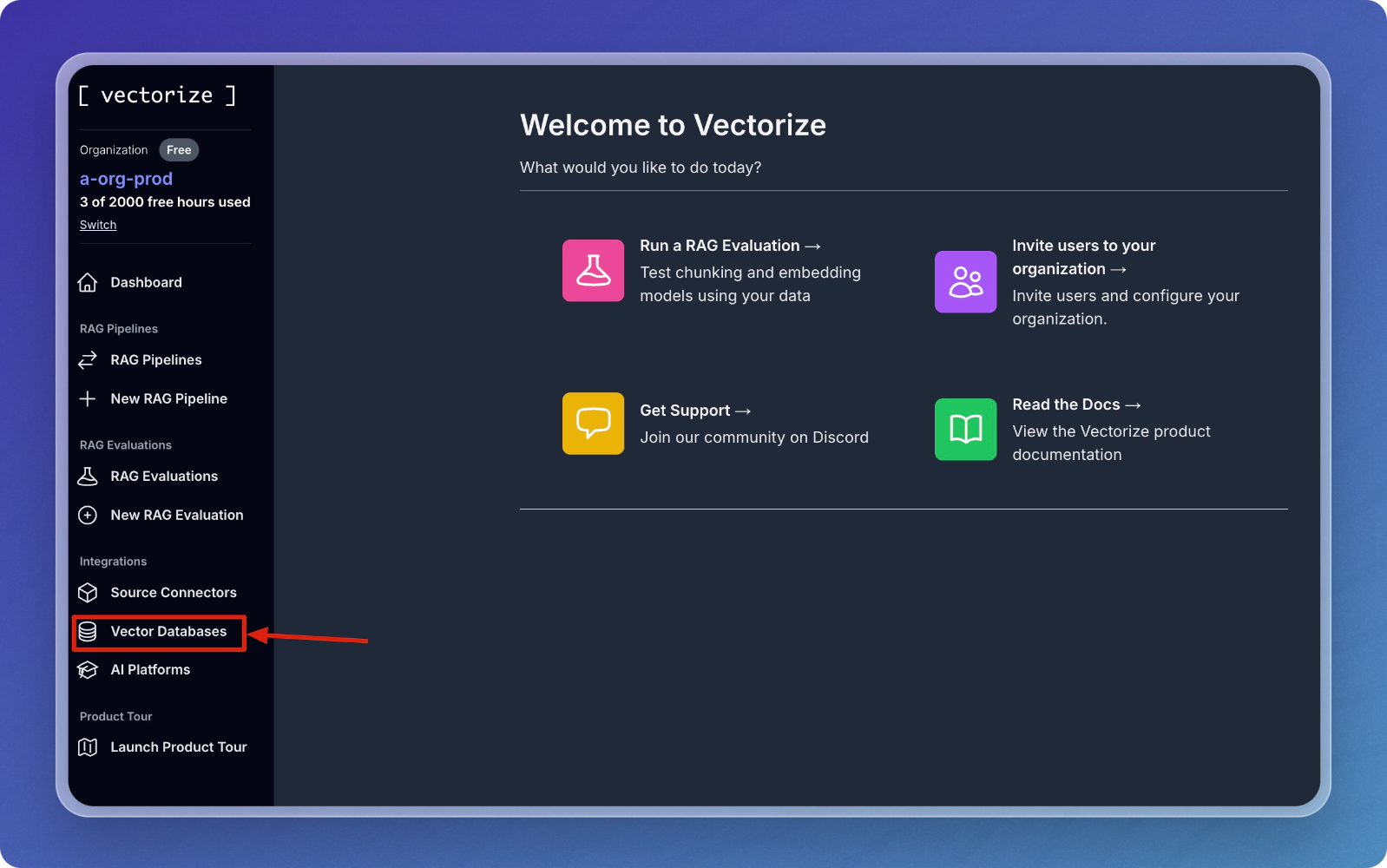 Vector Databases Menu