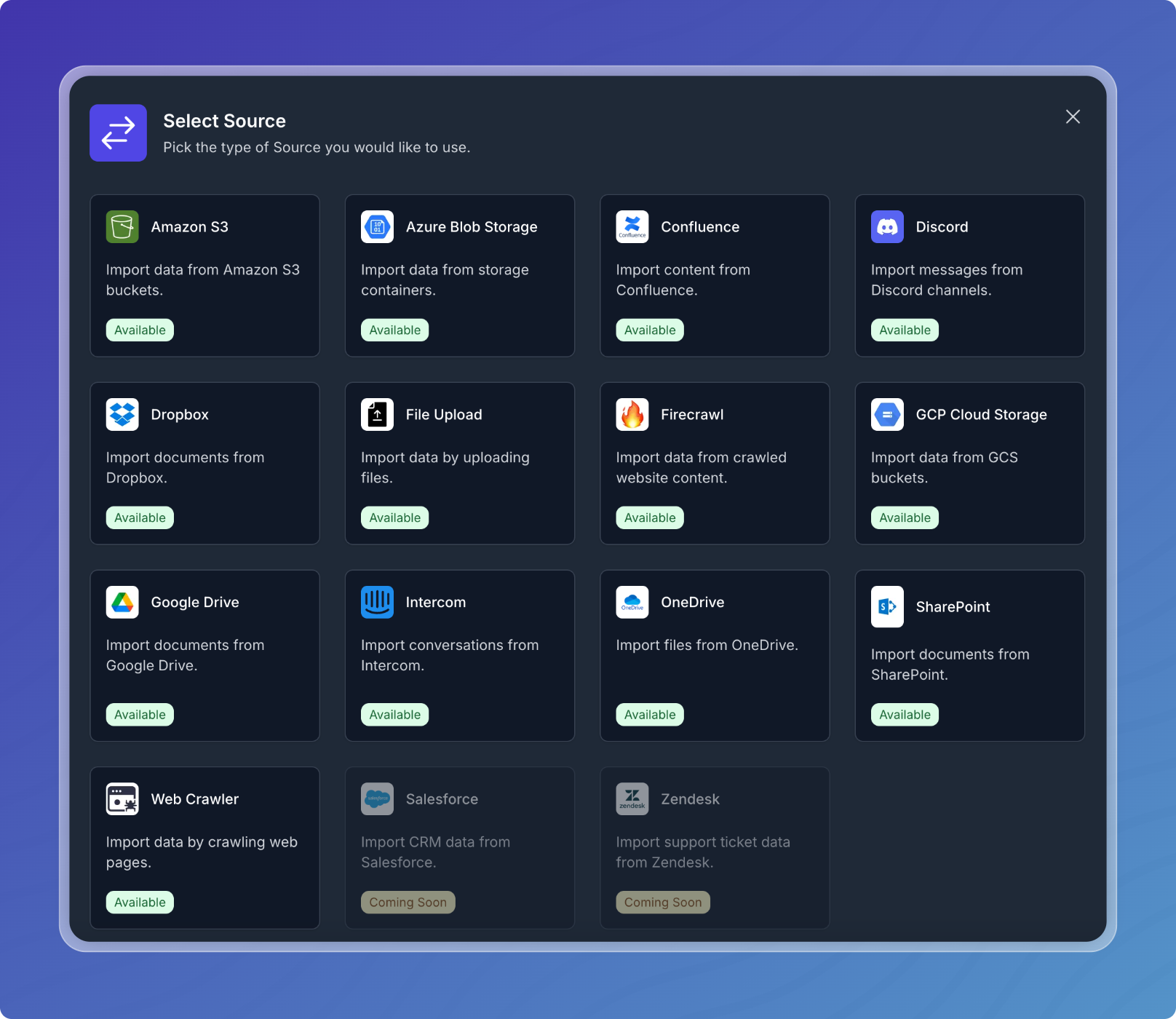 Source Connector List