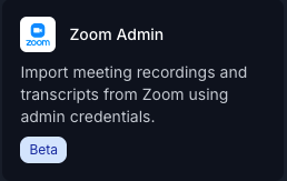 Zoom Admin Card