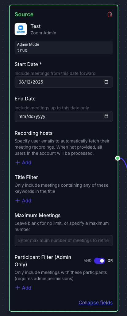 Configuring Zoom Admin for Pipeline