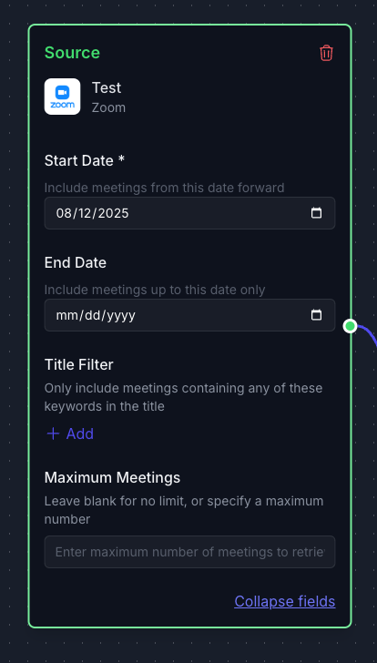 Configuring Zoom for Pipeline